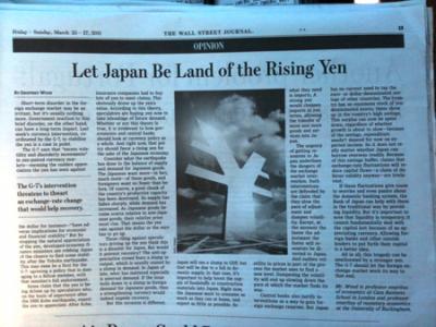 Artículo del Wall Street Journal sobre el Yen